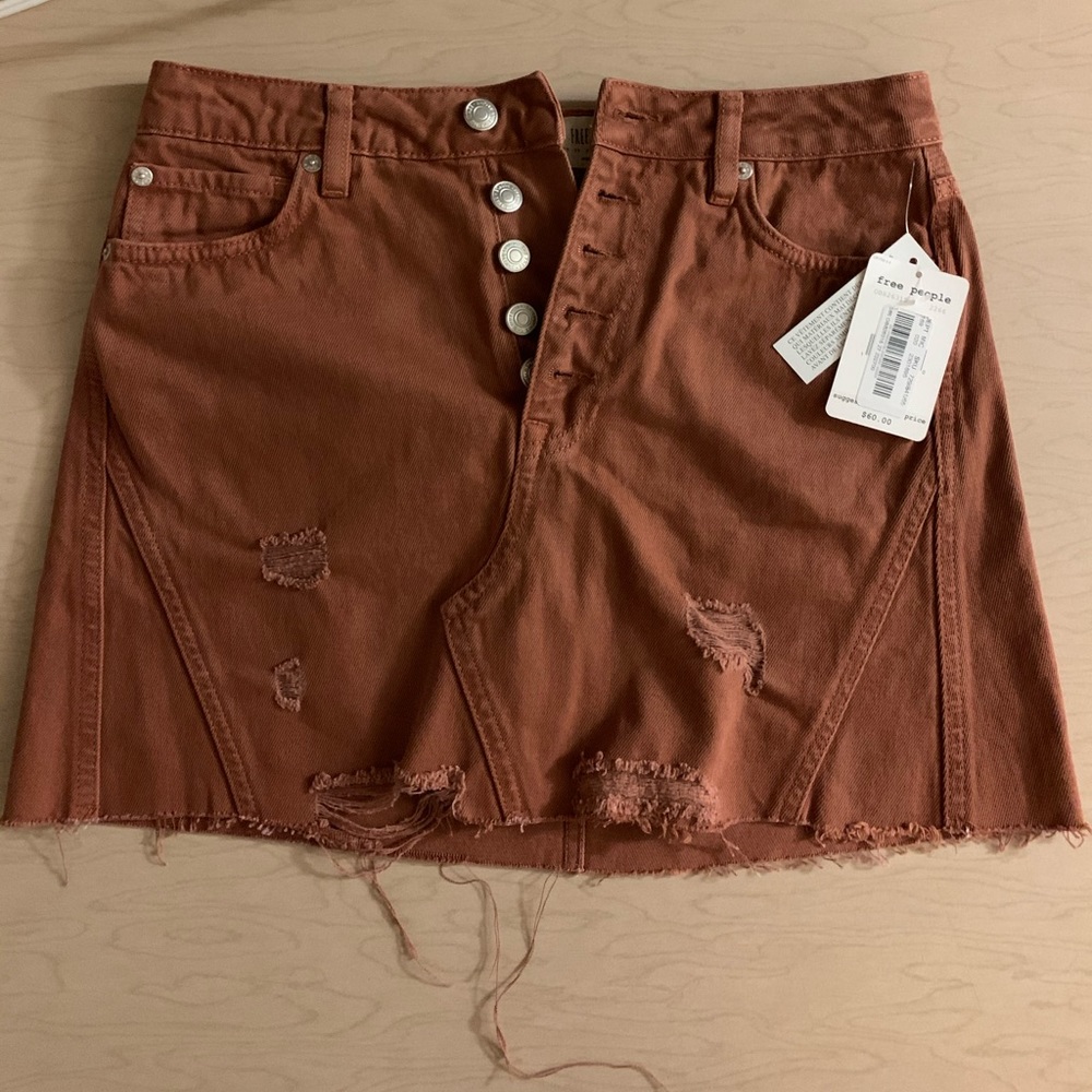 Torn Brown Free People Skirt